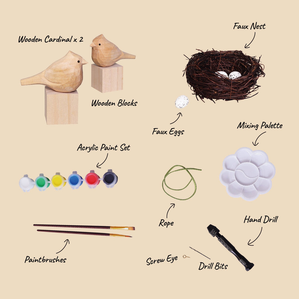 Hand-Carved Cardinal Bird DIY Painting Kit – Nature-Inspired Decor & Gifts