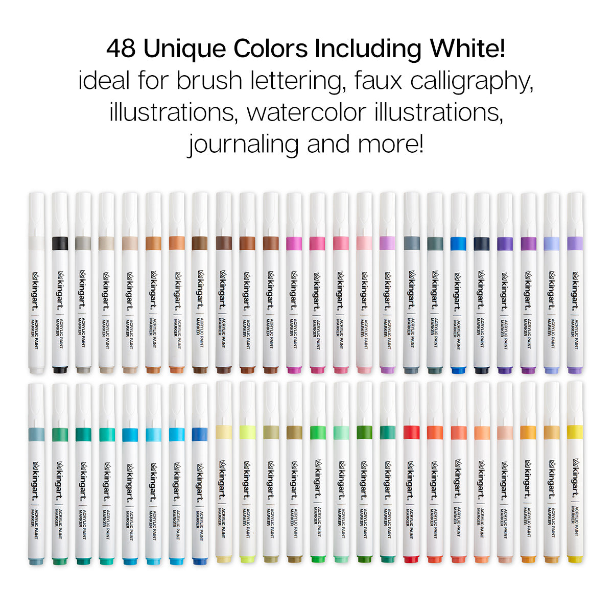 Acrylic Paint Markers Set – 48 Colors, 2mm Bullet Tip, Water-Based, Multi-Surface