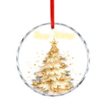 Happy Holidays Golden Christmas Tree Round Glass Ornament (Made in USA)