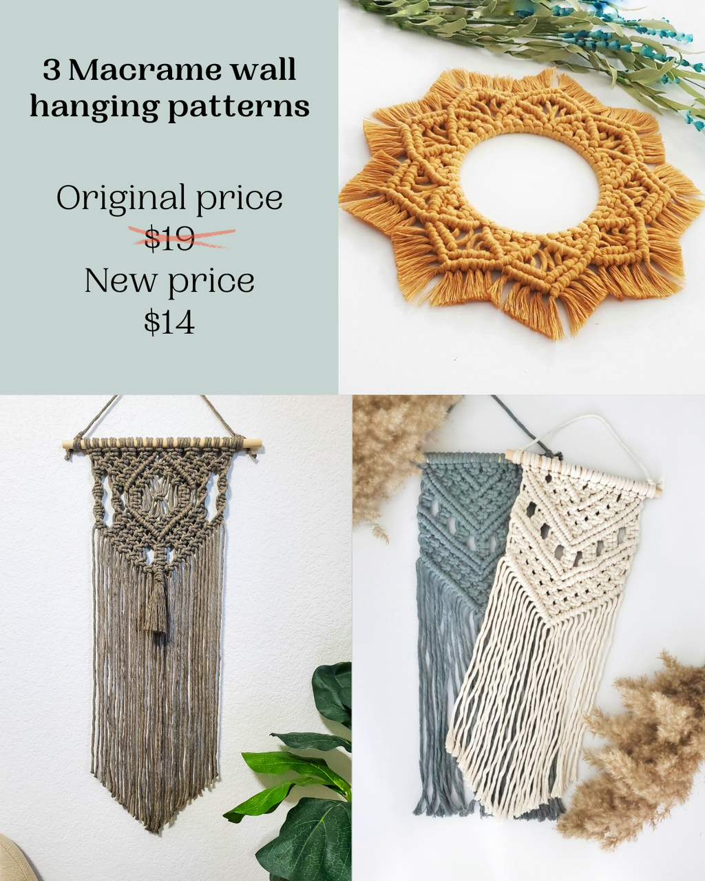 Macrame PDF pattern bundle - Wall hangings - Beginner friendly