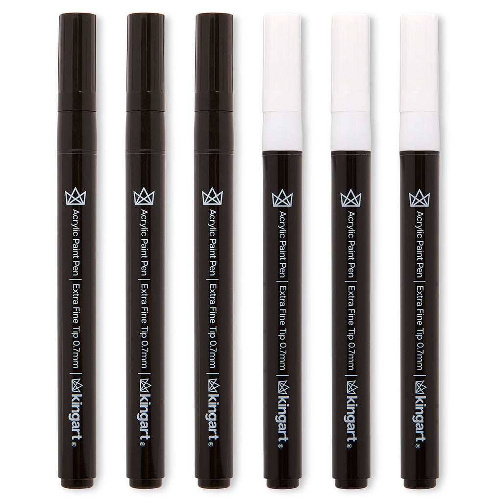 PRO Acrylic Paint Pens Extra Fine - Black & White 6 pc