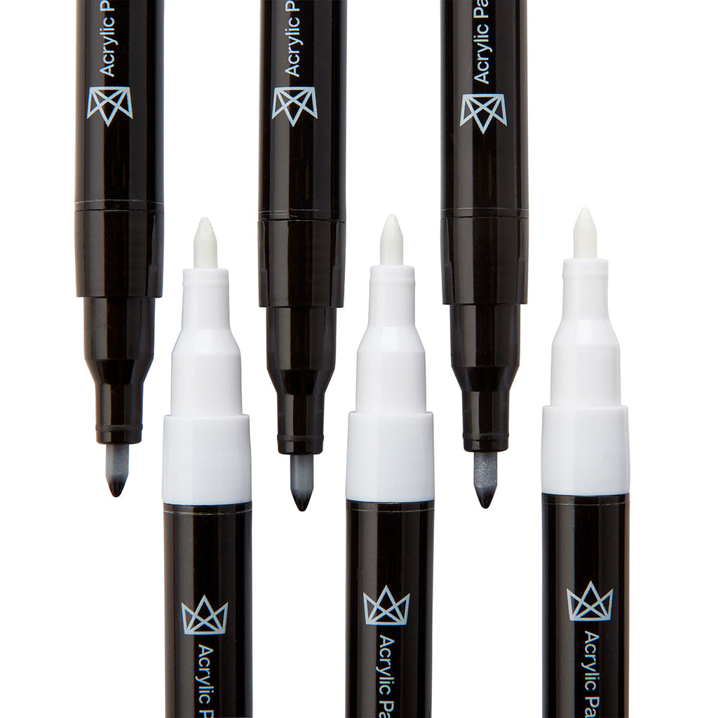 PRO Acrylic Paint Pens Extra Fine - Black & White 6 pc