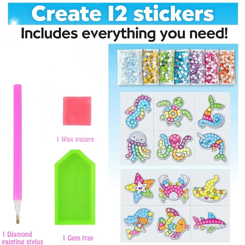 Big Gem Diamond Painting Kit - DIY Mosaic Art & Sticker Craft for Kids