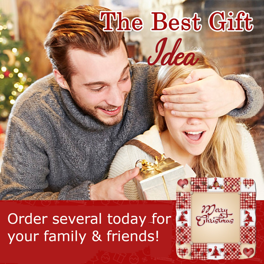 Christmas Patchwork Design Cutout Square Ceramic Ornament