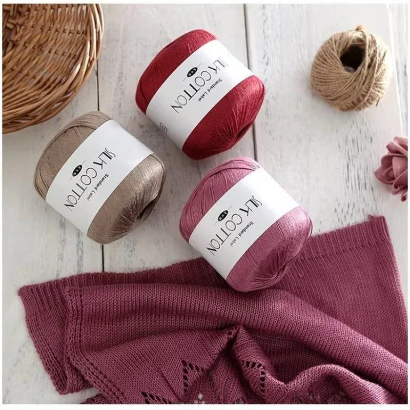 Silk Cotton Milk Yarn Soft Crochet Knitting Thread 50g