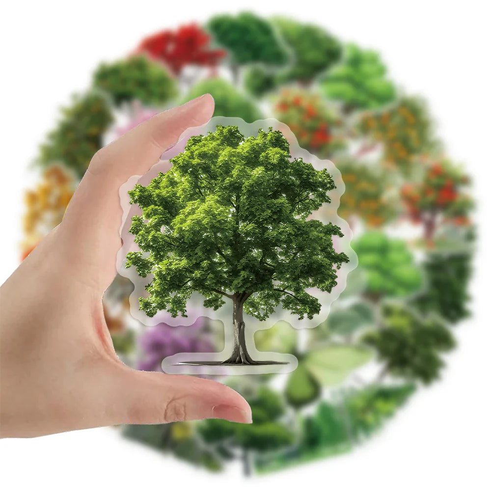 50pcs Forest Plant Stickers PET Nature Scrapbook Laptop Decor