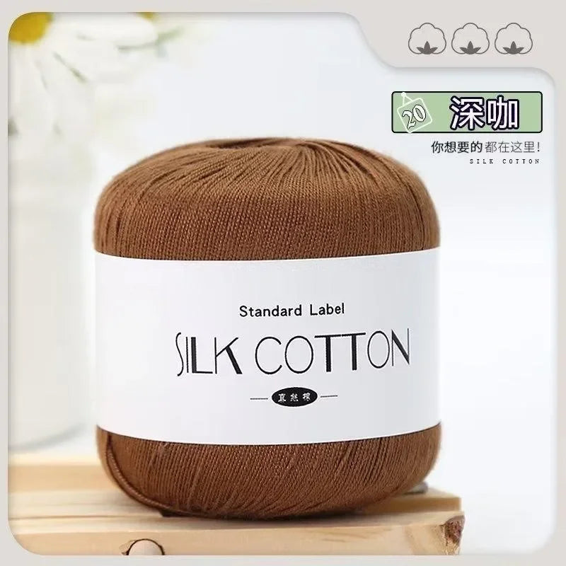 Silk Cotton Milk Yarn Soft Crochet Knitting Thread 50g