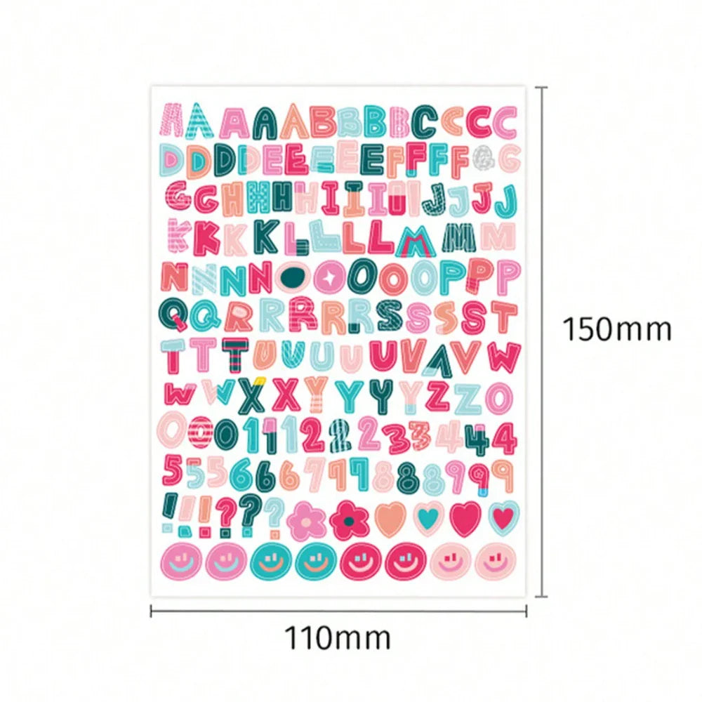 10pcs/Set Colorful Alphabet & Number Sticker For Diy Scrapbook Decoration, Water-Resistant With No Trace