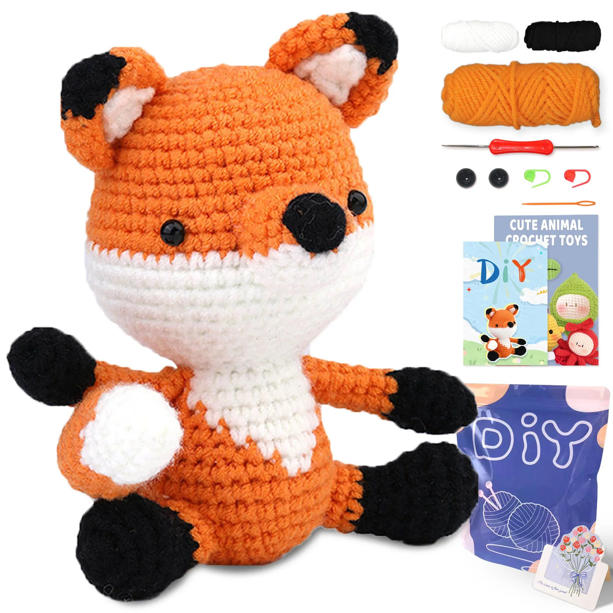 Animal Crochet Kit Beginner Starter Set DIY Knitting Supplies