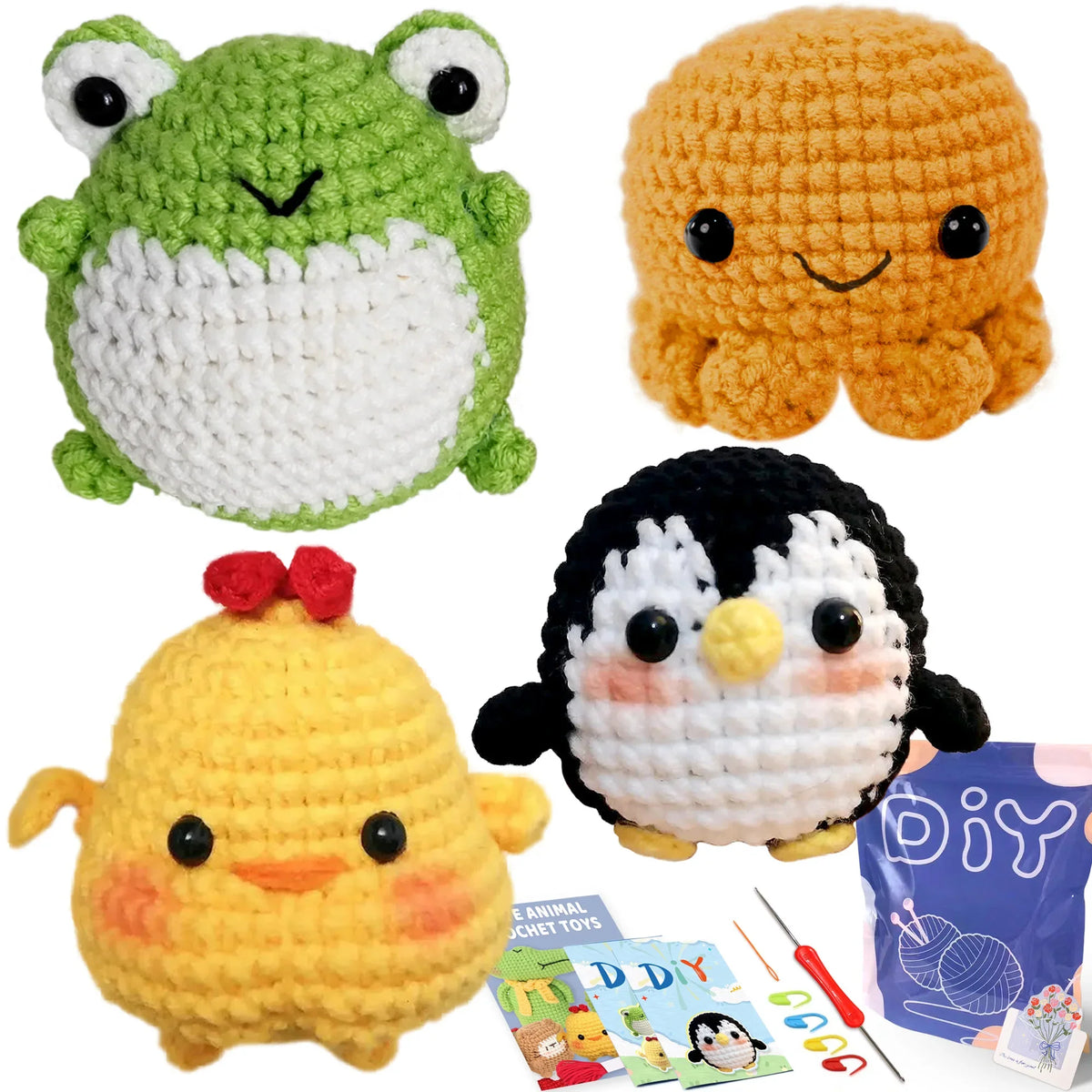 Animal Crochet Kit Beginner Starter Set DIY Knitting Supplies