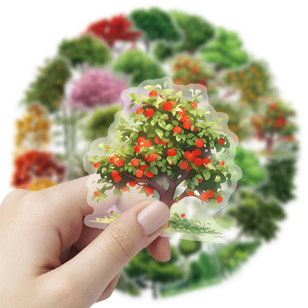 50pcs Forest Plant Stickers PET Nature Scrapbook Laptop Decor
