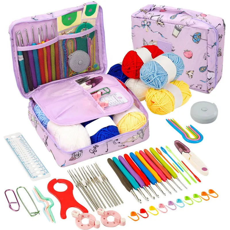 Beginner Crochet Kit Hook Set Yarn Portable Knitting Supplies