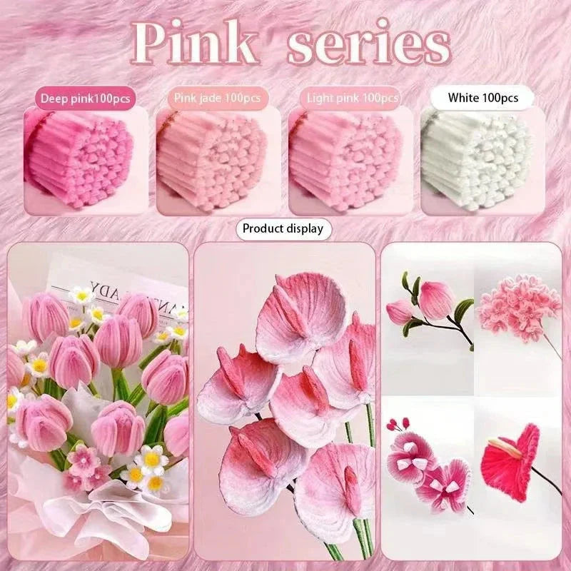 Chenille Stems 30cm Pipe Cleaners - DIY Craft Supplies for Handmade Flowers & Art Projects