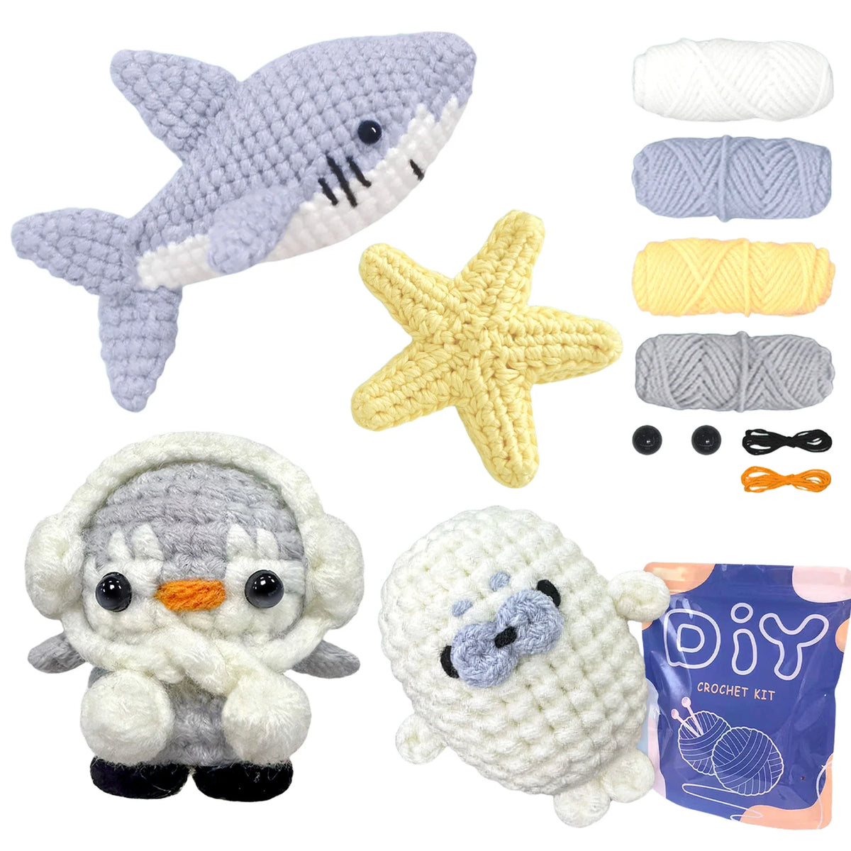Animal Crochet Kit Beginner Starter Set DIY Knitting Supplies