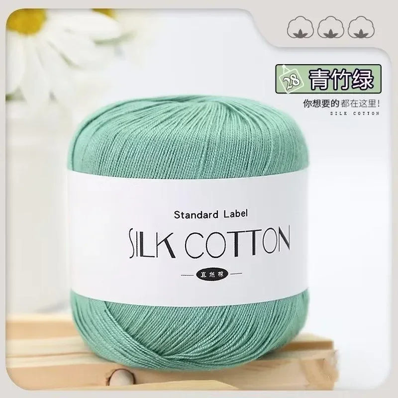 Silk Cotton Milk Yarn Soft Crochet Knitting Thread 50g