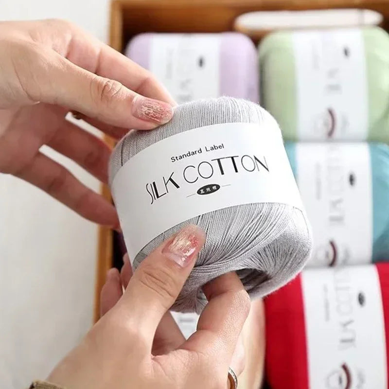 Silk Cotton Milk Yarn Soft Crochet Knitting Thread 50g