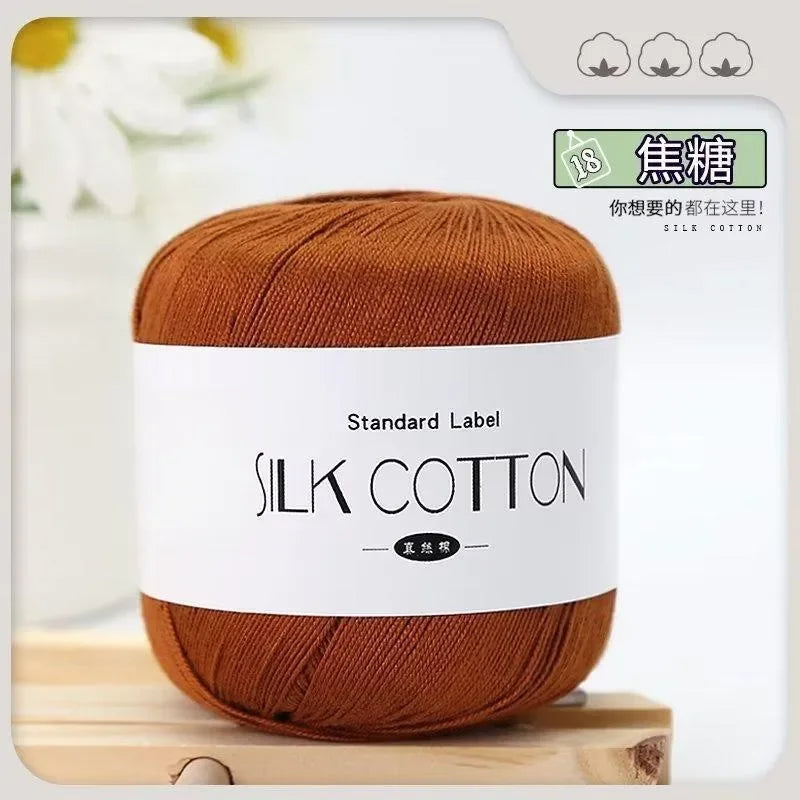Silk Cotton Milk Yarn Soft Crochet Knitting Thread 50g
