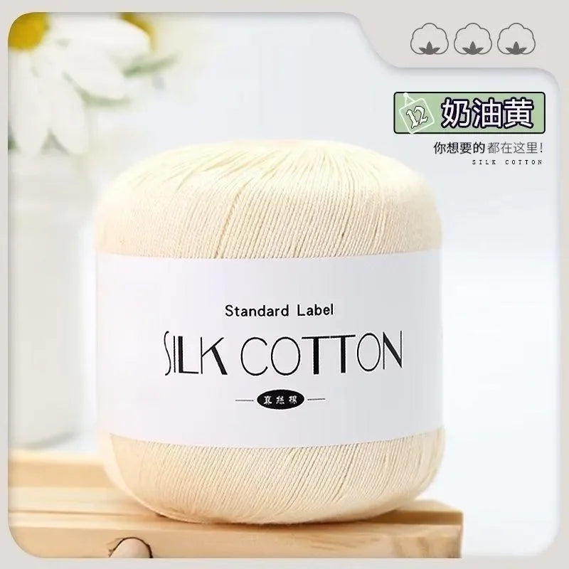 Silk Cotton Milk Yarn Soft Crochet Knitting Thread 50g