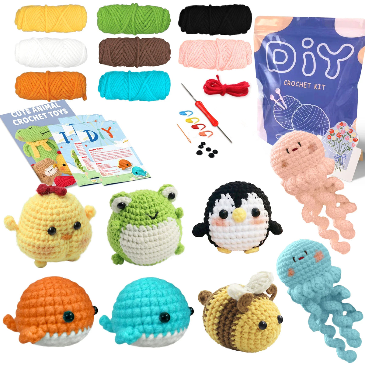 Animal Crochet Kit Beginner Starter Set DIY Knitting Supplies