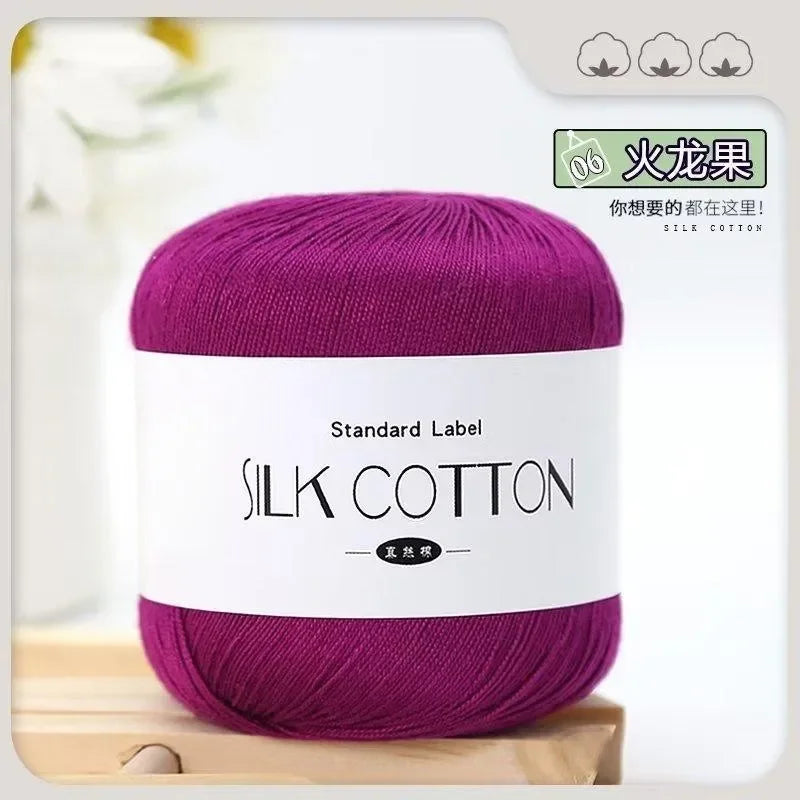 Silk Cotton Milk Yarn Soft Crochet Knitting Thread 50g