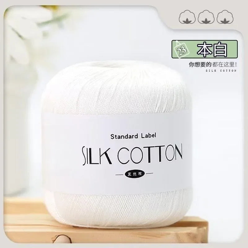Silk Cotton Milk Yarn Soft Crochet Knitting Thread 50g