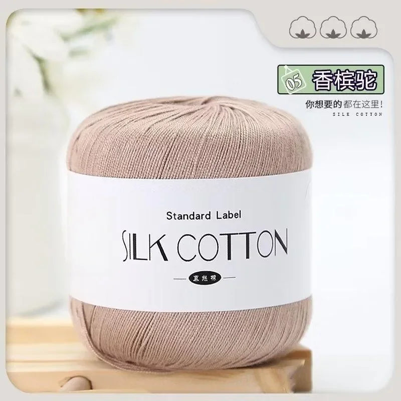 Silk Cotton Milk Yarn Soft Crochet Knitting Thread 50g