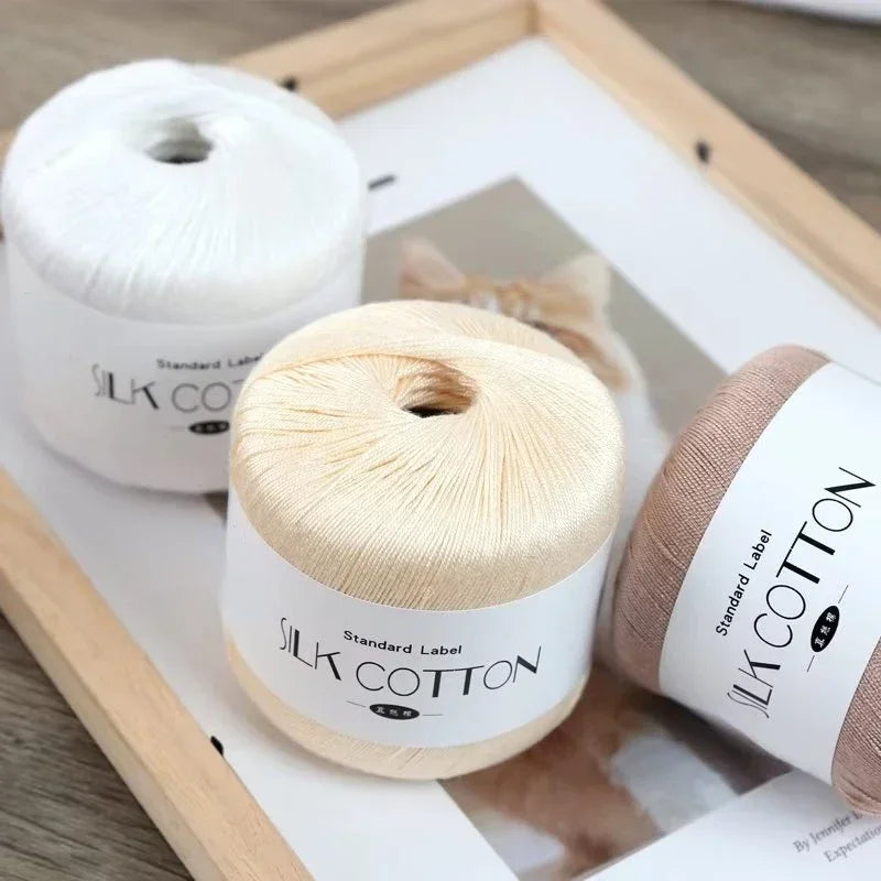 Silk Cotton Milk Yarn Soft Crochet Knitting Thread 50g