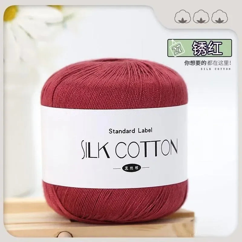 Silk Cotton Milk Yarn Soft Crochet Knitting Thread 50g