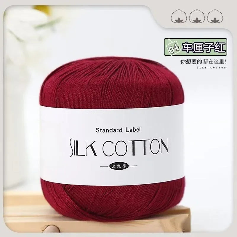 Silk Cotton Milk Yarn Soft Crochet Knitting Thread 50g