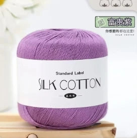 Silk Cotton Milk Yarn Soft Crochet Knitting Thread 50g