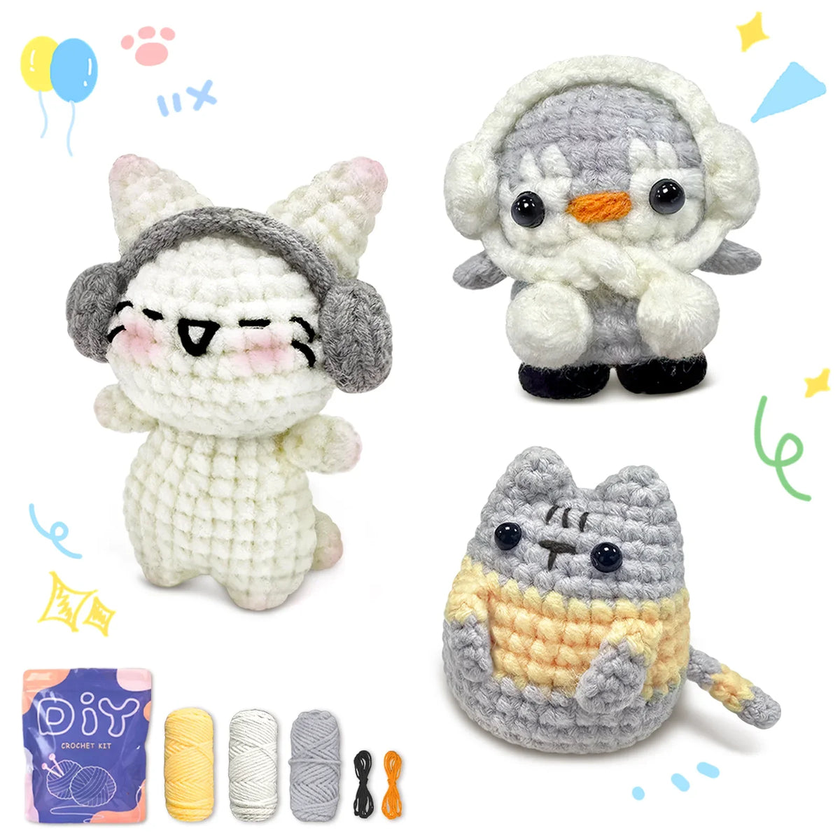Animal Crochet Kit Beginner Starter Set DIY Knitting Supplies