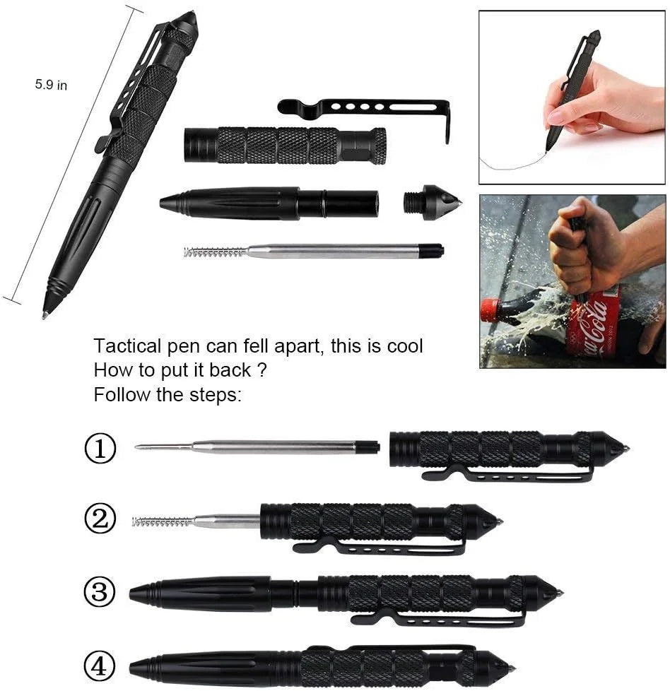 Tactical Pen Self Defense Glass Breaker Tungsten Steel Writing