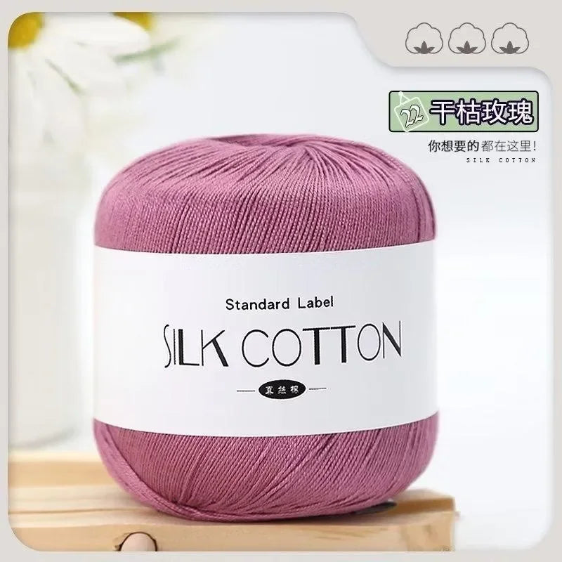 Silk Cotton Milk Yarn Soft Crochet Knitting Thread 50g