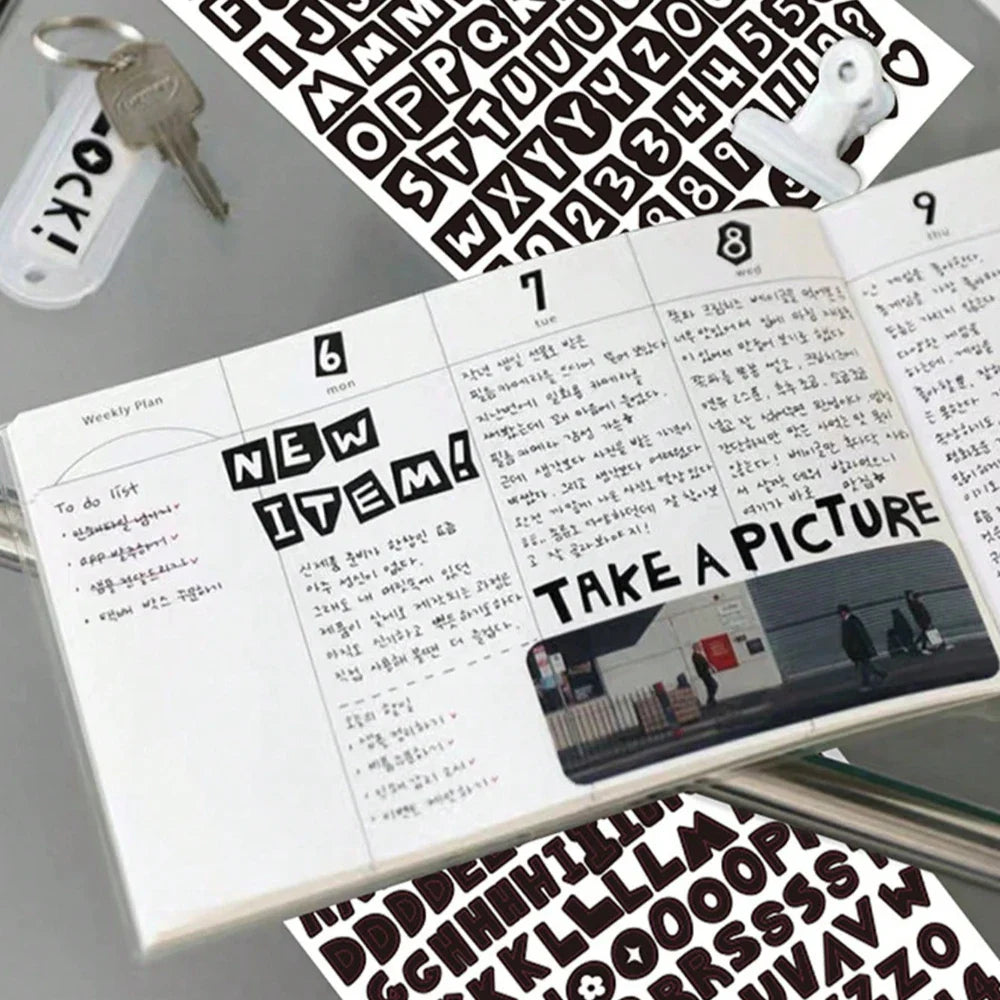 10pcs/Set Colorful Alphabet & Number Sticker For Diy Scrapbook Decoration, Water-Resistant With No Trace