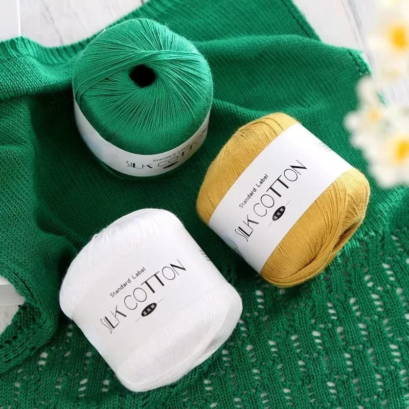 Silk Cotton Milk Yarn Soft Crochet Knitting Thread 50g