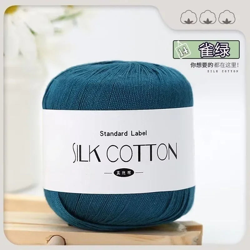 Silk Cotton Milk Yarn Soft Crochet Knitting Thread 50g