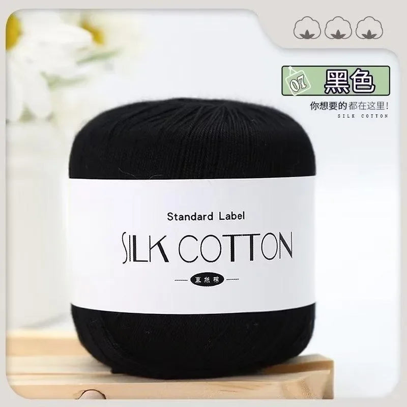 Silk Cotton Milk Yarn Soft Crochet Knitting Thread 50g