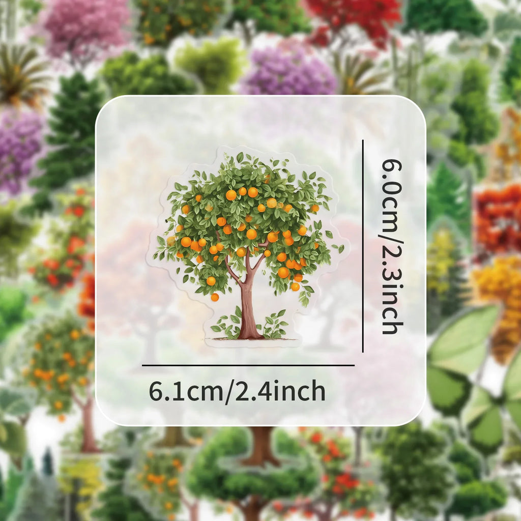 50pcs Forest Plant Stickers PET Nature Scrapbook Laptop Decor