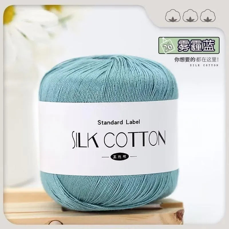Silk Cotton Milk Yarn Soft Crochet Knitting Thread 50g