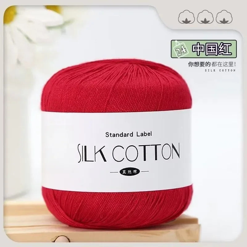 Silk Cotton Milk Yarn Soft Crochet Knitting Thread 50g