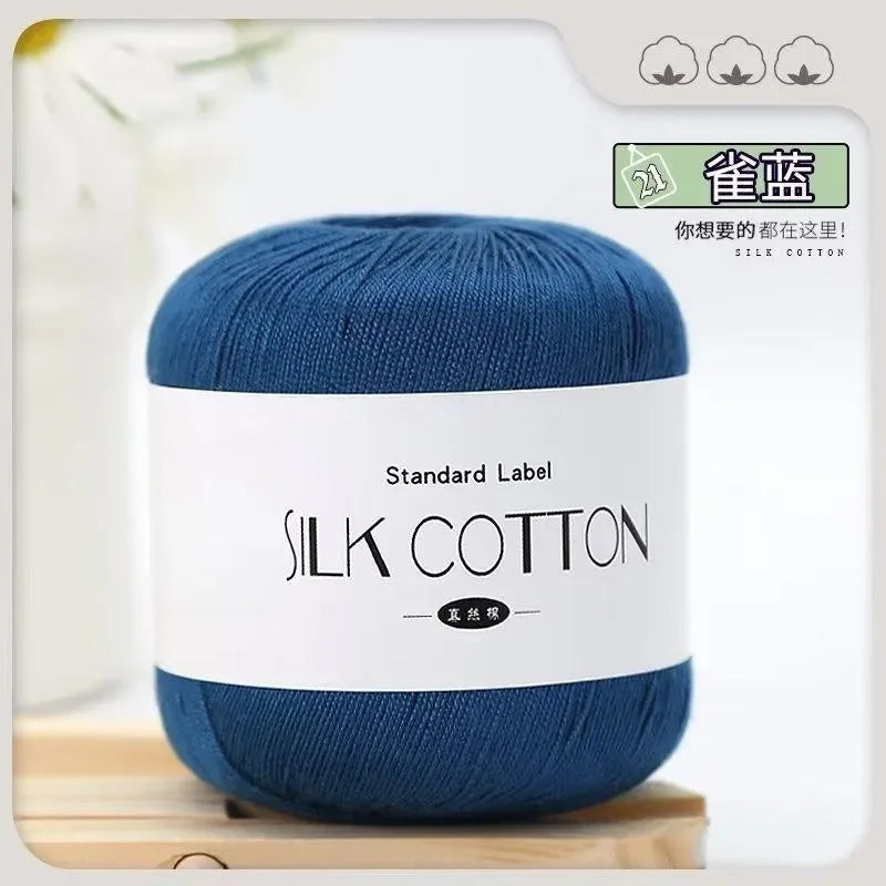 Silk Cotton Milk Yarn Soft Crochet Knitting Thread 50g
