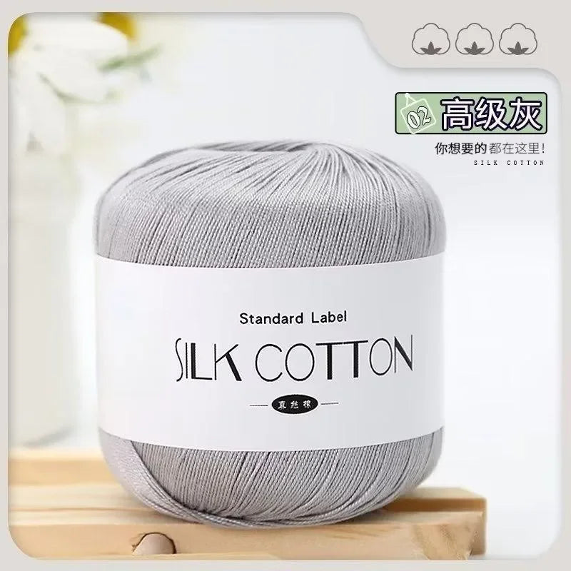 Silk Cotton Milk Yarn Soft Crochet Knitting Thread 50g