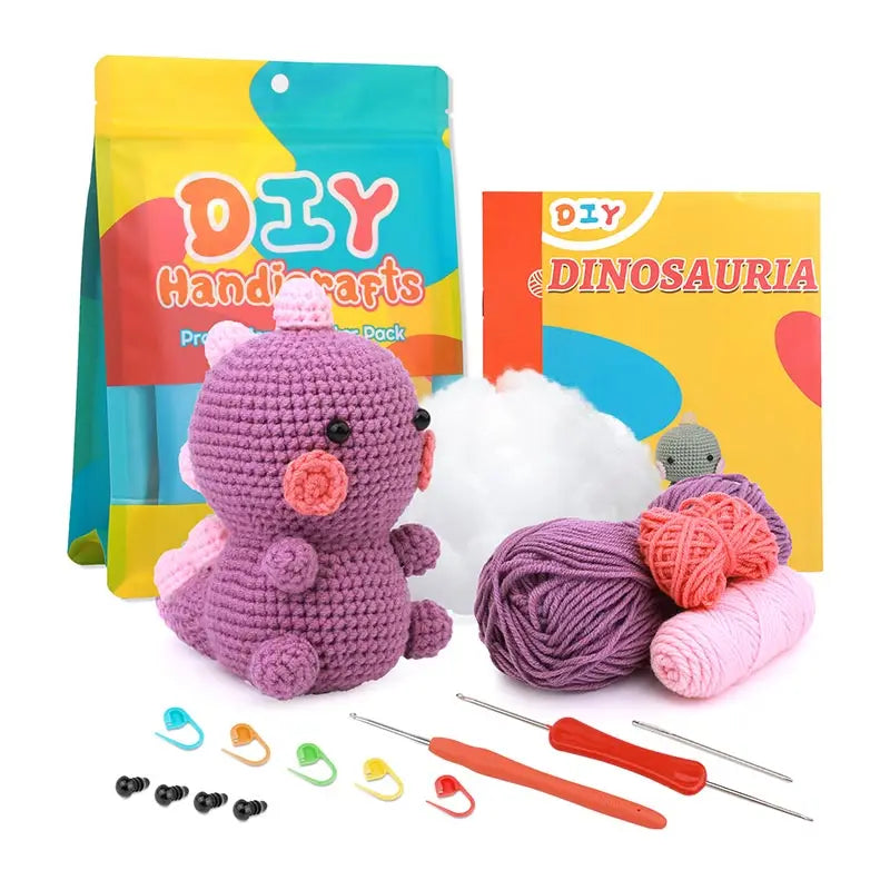 Dinosaur Crochet Kit Handmade Woven Doll DIY Knitting Set