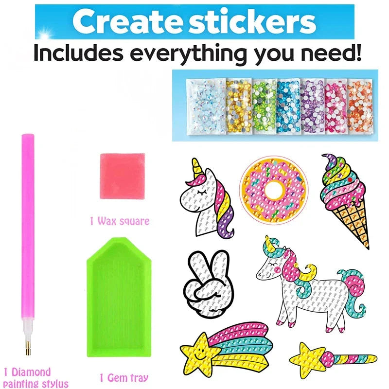 Big Gem Diamond Painting Kit - DIY Mosaic Art & Sticker Craft for Kids