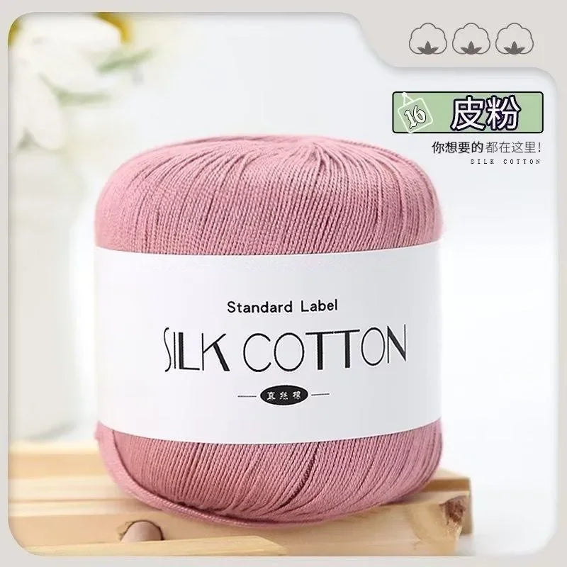 Silk Cotton Milk Yarn Soft Crochet Knitting Thread 50g