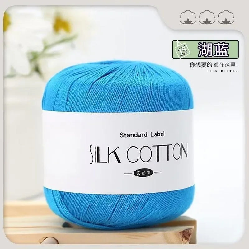 Silk Cotton Milk Yarn Soft Crochet Knitting Thread 50g