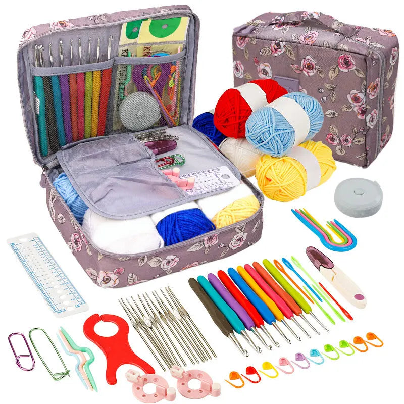 Beginner Crochet Kit Hook Set Yarn Portable Knitting Supplies