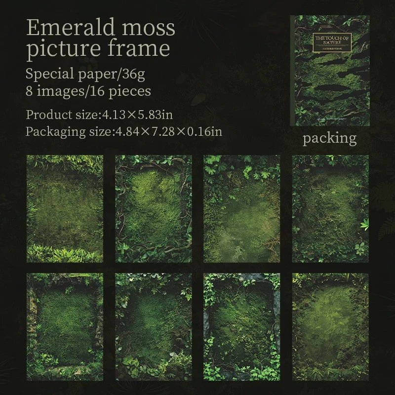 16 Sheets Nature Green Moss Theme Specialty Paper | Scrapbooking and Craft Supplies