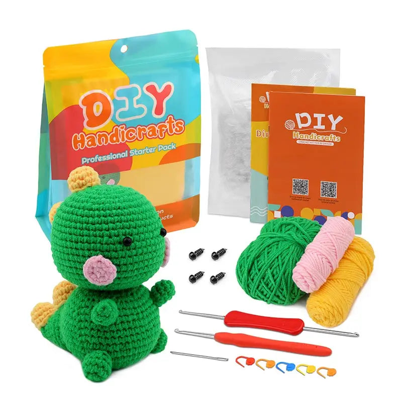 Dinosaur Crochet Kit Handmade Woven Doll DIY Knitting Set