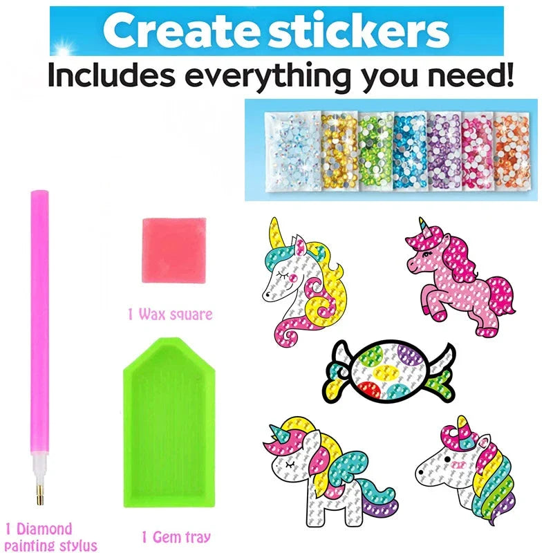 Big Gem Diamond Painting Kit - DIY Mosaic Art & Sticker Craft for Kids
